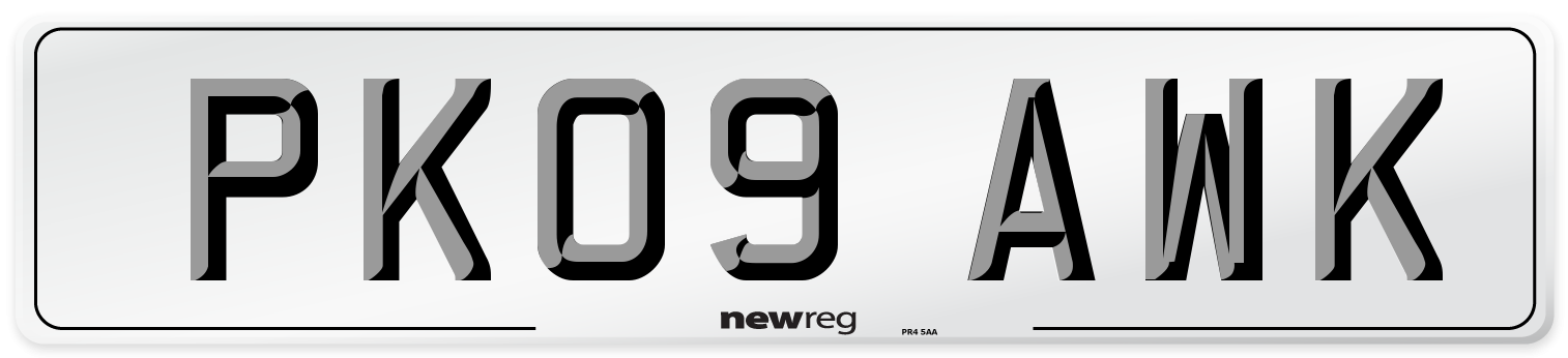 PK09 AWK Number Plate from New Reg